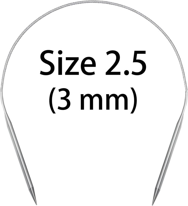 Aolfior Stainless Steel Circular Knitting Needles Size 2.5 16 Inch 3 mm Set Round Metal (Silver, 16 inch-2.5-(3mm)) Suitable for Beginners and Experienced Knitters Alike. - Image 3